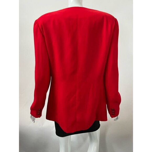 St Anthony Evening Womens Blazer Jacket Red Buttons Lined Sequin Collarless 12 - Picture 2 of 12